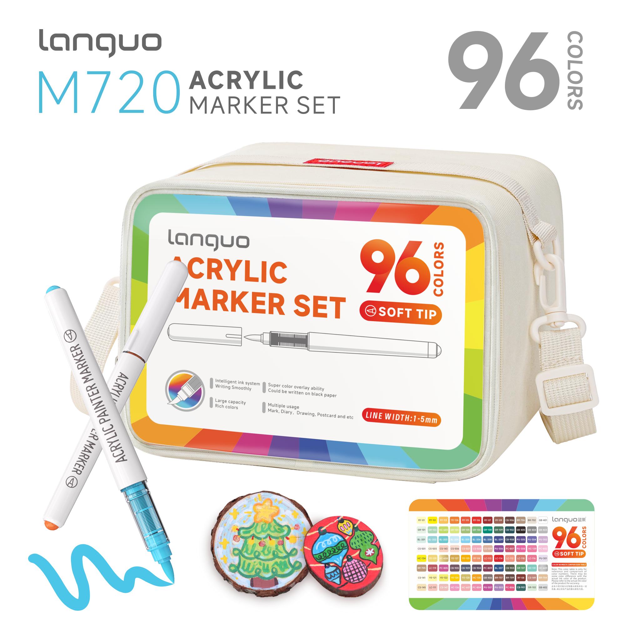 Languo acryl markers, Languo 288/240/192/96 Kleuren Direct Vloeibare Acryl Marker Pennen, Met Vervangende Stiften