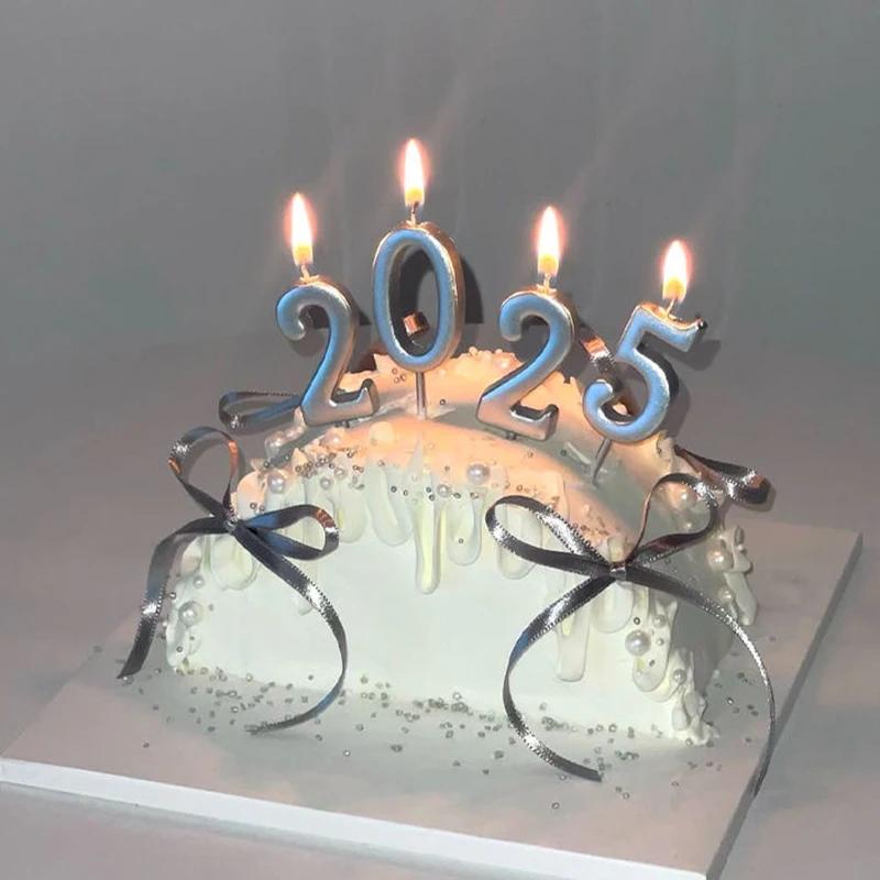 Cake Candles Silver Number 0-9 Birthday Smokeless Candles Festive Party Decor Birthday Party Cake Decoration Number Candles Girl