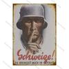 BarCafeVintageArt Keep Quiet Metal Sign-Vintage German Poster, Cave Sign|Great for Decorating Home Bar, Garage, Cafe&Living Room