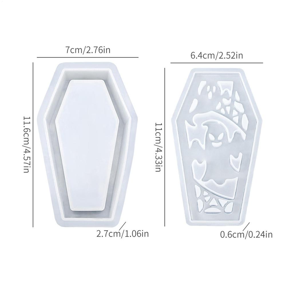 Halloweenowa Forma Silikonowa Trumna Upiorna Forma na Klosz Lampy Żywica Halloween Odlew Klosz Rękodzieło Na Stół Jadalny Łazienka