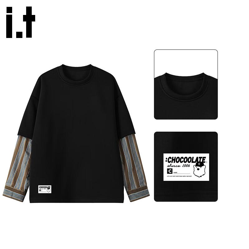 :CHOCOOLATEit Men's Faux Two-Piece Layered Sweatshirt