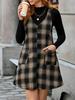 Gonna a coste con spalline a V alla moda 2024 con tasche - Design snellente casual da donna