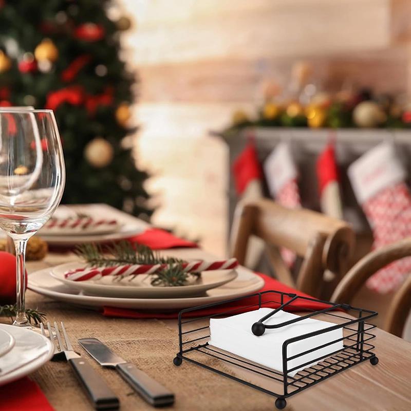 New Rustic Metal Napkin Holder Square Paper Organizer For Kitchen Home Restaurant Cafes - Tabletop Decorative Napkin Holder