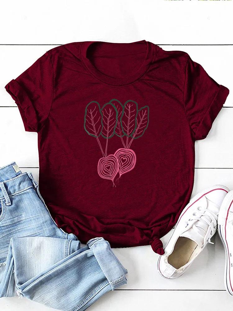 Double Radish Print Women T Shirt Short Sleeve O Neck Loose Women Tshirt Ladies Tee Shirt Tops Camisetas Mujer