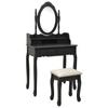 Day and Night - Day and Night Black Paulownia Wood Dressing Table and Stool Set 75x69x140 Cm