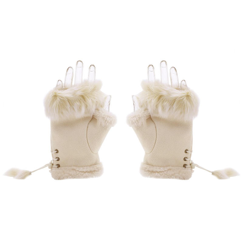 Soft Winter Half Finger Gloves Women Warm Luxury Plush Fingerless Gloves Wrist Mittens Writting