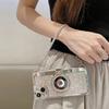 Pro iPhone 14 Plus Velkoobchod s díly pro mobilní telefony Pouzdro s kamínky Kryt z TPU ve tvaru fotoaparátu s řetízkem pro nošení