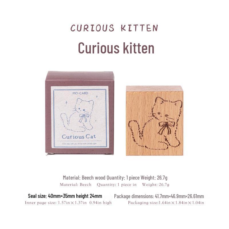 Mò Mò Beech Wood & Soft Dreams Hand-Painted Retro Cat Journal for DIY Decoration