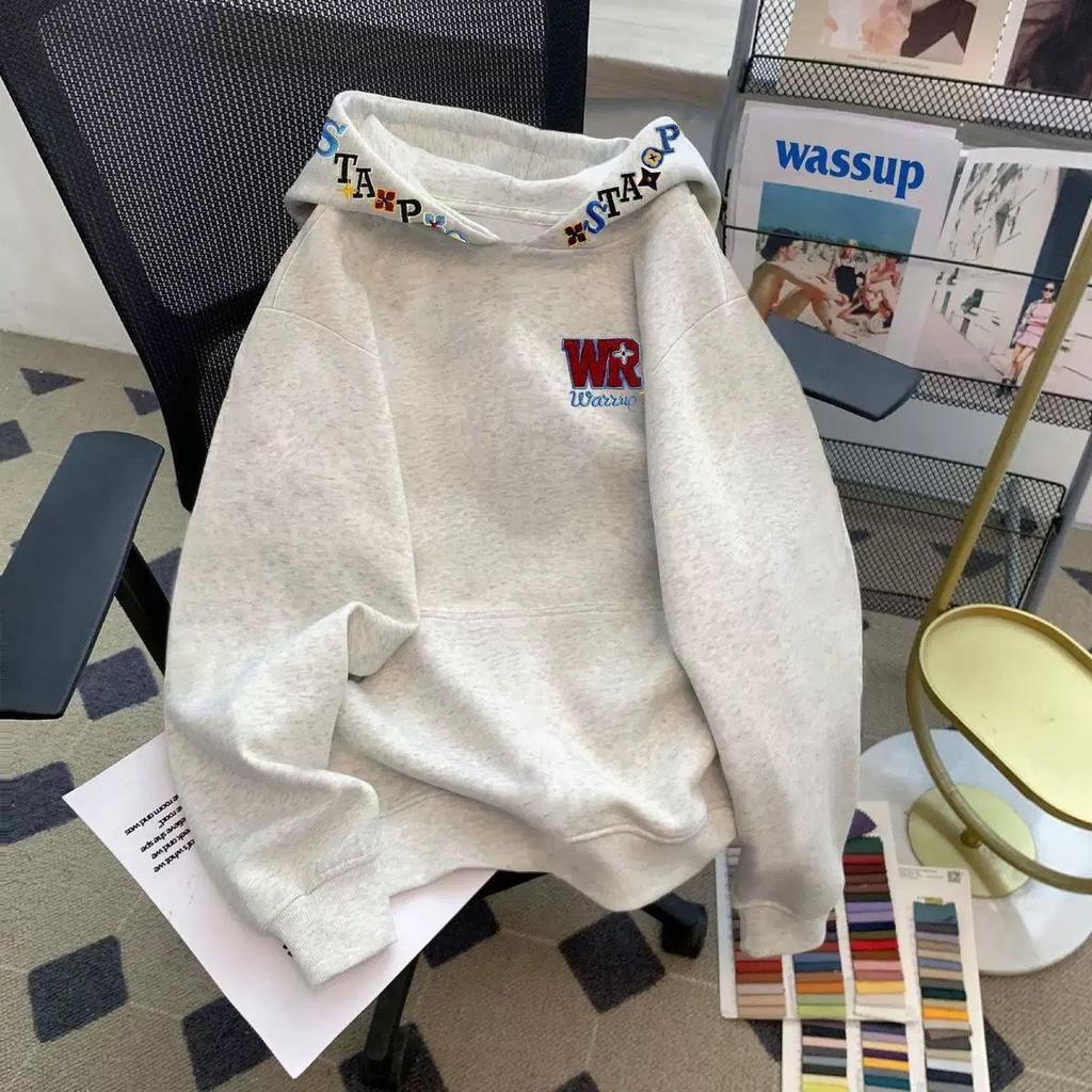 Women's Colorful Embroidered Letter Retro Hoodie - Autumn/Winter 2025 Loose Fit