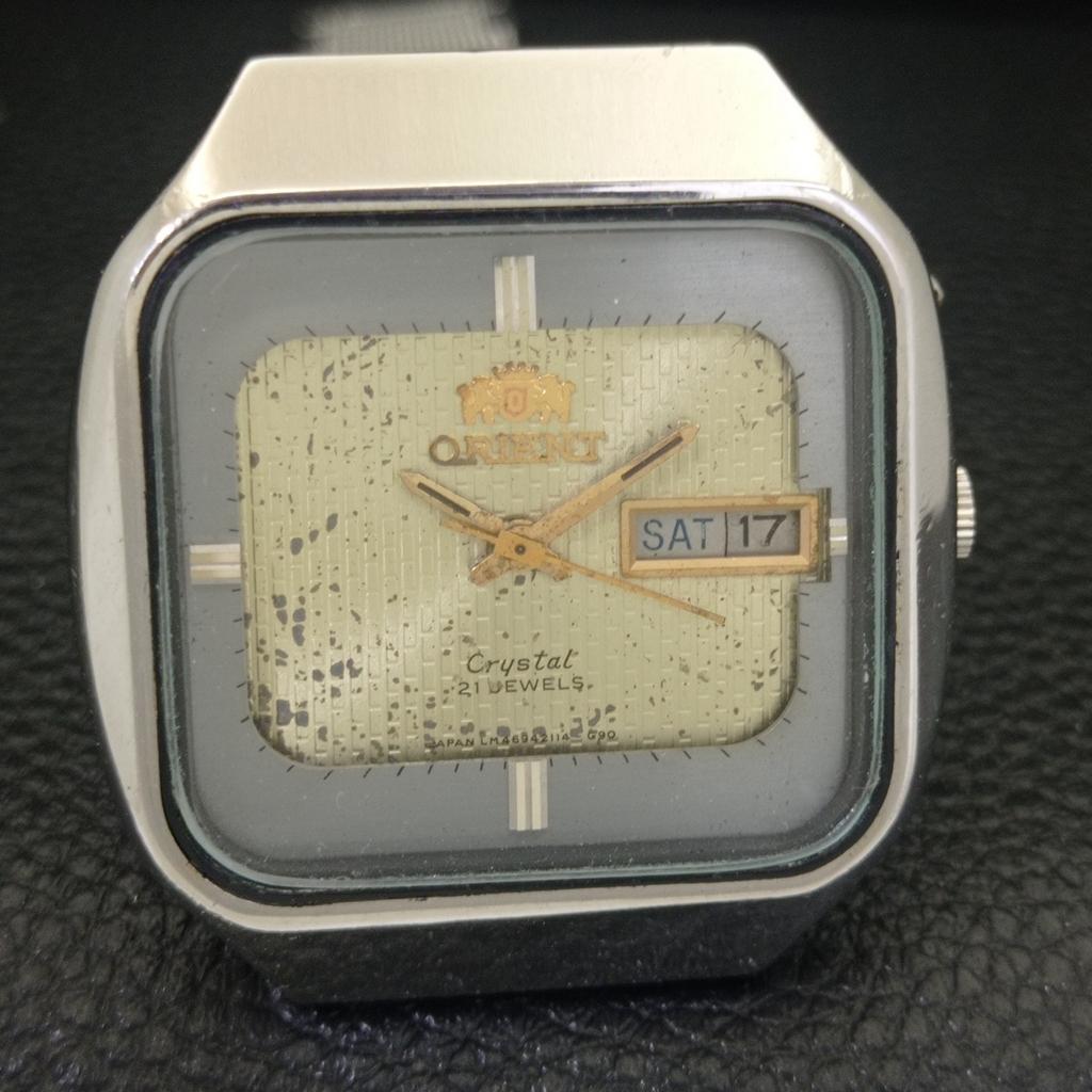 USED VINTAGE ORIENT CRYSTAL AUTOMATIC JAPAN MENS ORIGINAL DIAL WATCH A702264-5 R123-a702264