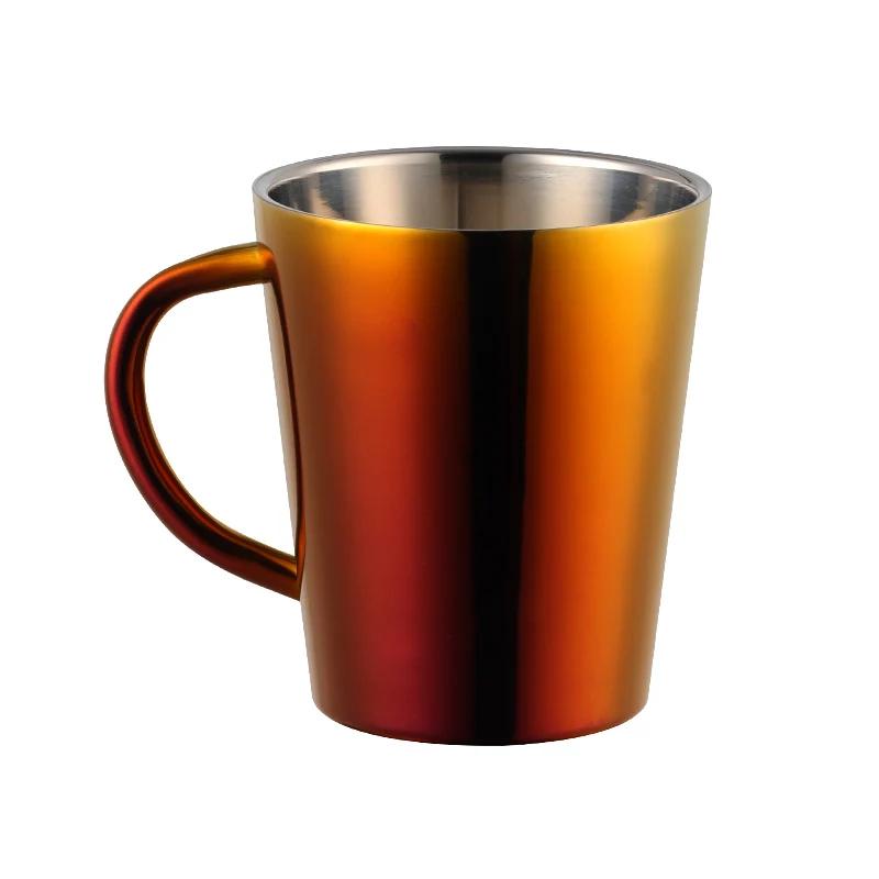 300ml Gold Beer Cups Stainless Steel Water Cup Double Layer Milk Cup Metal Coffee Mug Tableware Kitchen Drinking Serving Tools