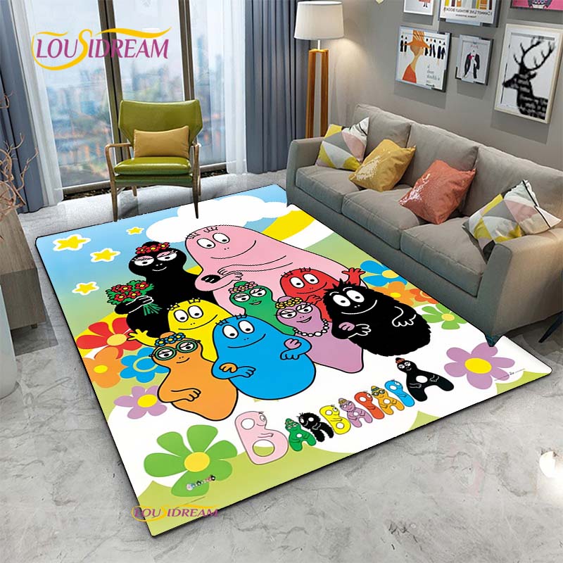 Barbapapa Cartoon Anime Carpet for Living Room Sofa Coffee Table Bedroom Rug Kitchen Kids Door unslip floor Mat Birthday gift