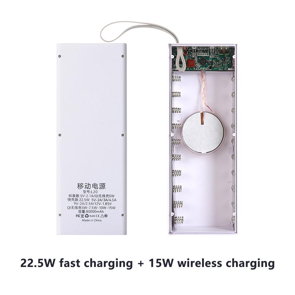 Accessible Power Bank Case 22.5W PD QC3.0 Quick Wireless Charging DIY Shell With LED Lighting 18650 Battery Storage Box 20*18650
