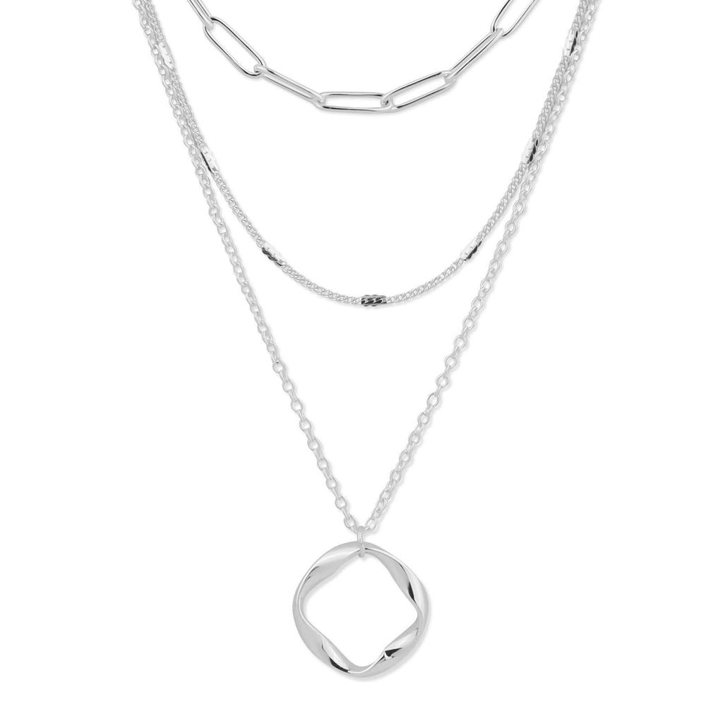 14K Gold-Plated Three-Strand Necklace: Twisted Copper Layered Paperclip Chain