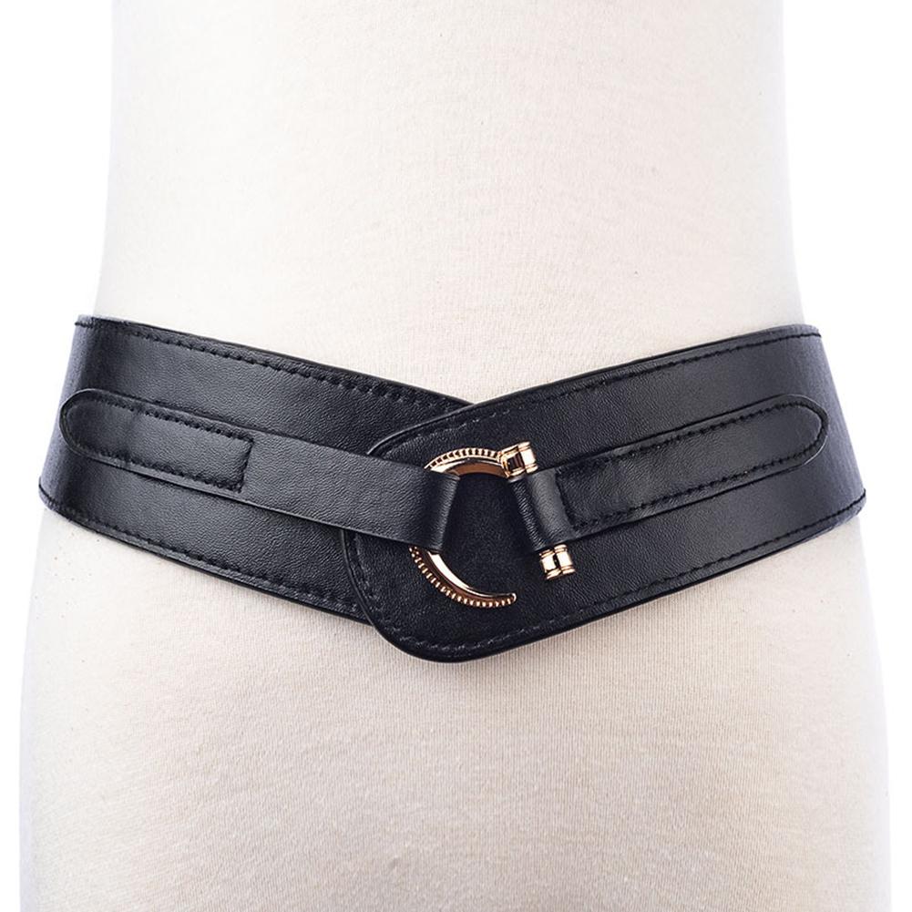 Women Fashion Retro Waist Belt Elasticity Solid Color Pin Buckle Wide Waistband