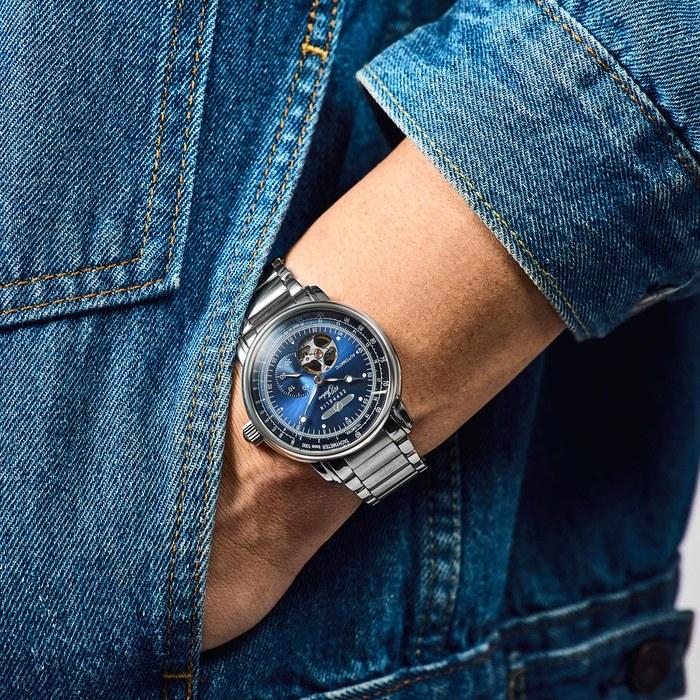 [Zeppelin] 100th Anniversary Automatic Watch, 50m Water Resistance, Mineral Glass, Navy Dial, 7662M-3, Men's