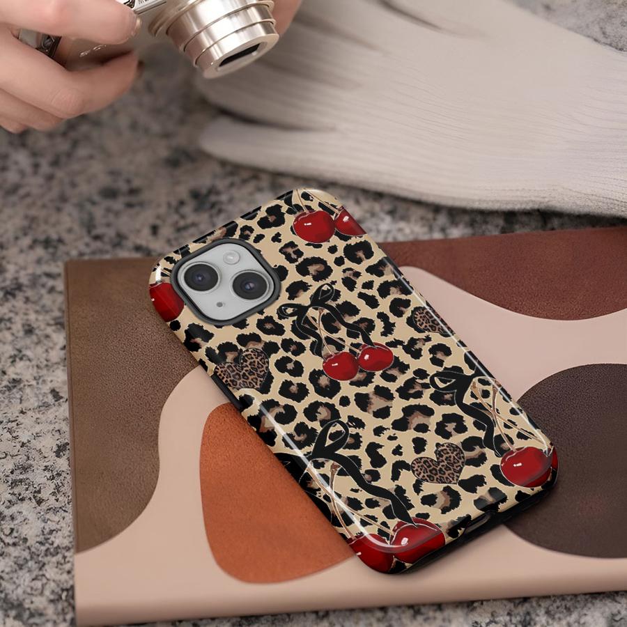 

Leopard Print Bow Soft Cover Capa Phone Case for Apple iPhone 17 14 Pro Max 16 XS XR 13 16e 12 Plus Air 11 15 iPhone 12