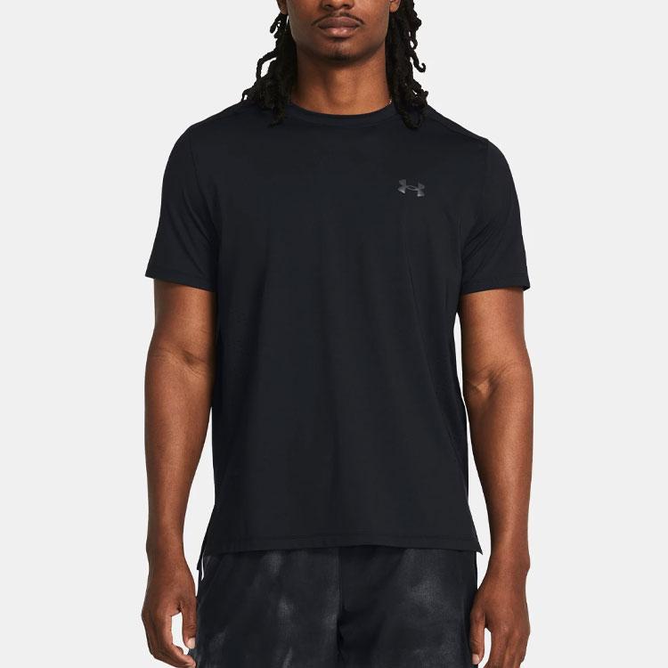 Under Armour Solid Logo Crew Neck Casual Short Sleeve T-Shirt Men Tops Black 1382648-001