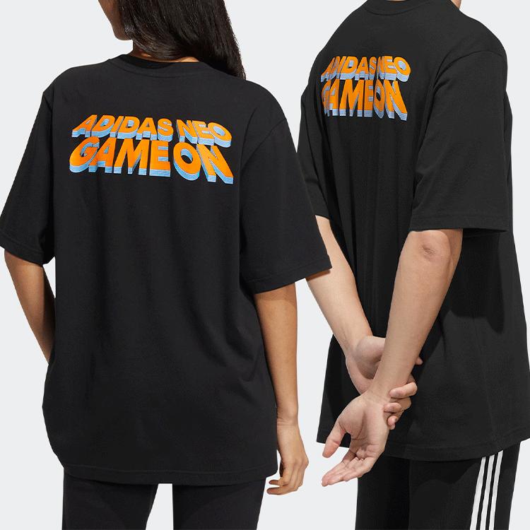 Adidas Neo Letter Print Sports T-Shirt Couples Edition Unisex Tops Black HC9748