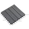 WPC Interlocking Decking Tiles, Pack of 11 Interlocking Patio Paving Slabs, 30 x 30 x 2.2 cm, Grey