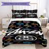Purple Swirl Marble Logo 3Pcs Bedding Set, Psychedelic Fluid Background 3Pcs Bed Decor Set