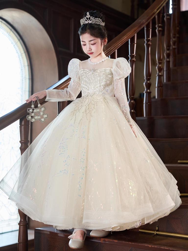 Girls' High-End Princess Dress for Flower Girl or Birthday & Piano Performance