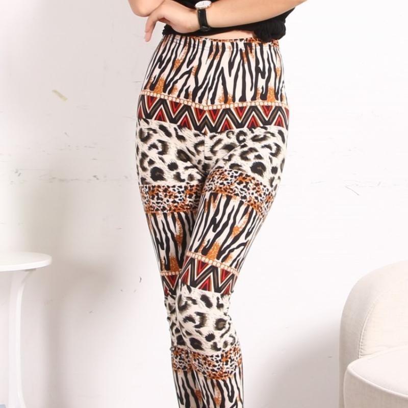 Dámské legíny s vysokým pasem a retro leopardím potiskem - Kalhoty pro kontrolu břicha a zvedání hýždí, strečové, pro volný čas a běžné nošení