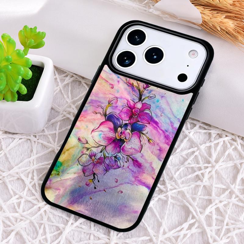 Orchid Flowers Colorful Shockproof Phone Case for iPhone 17 Air 16e 15 11 12 14 13 Pro Max Cover Coque