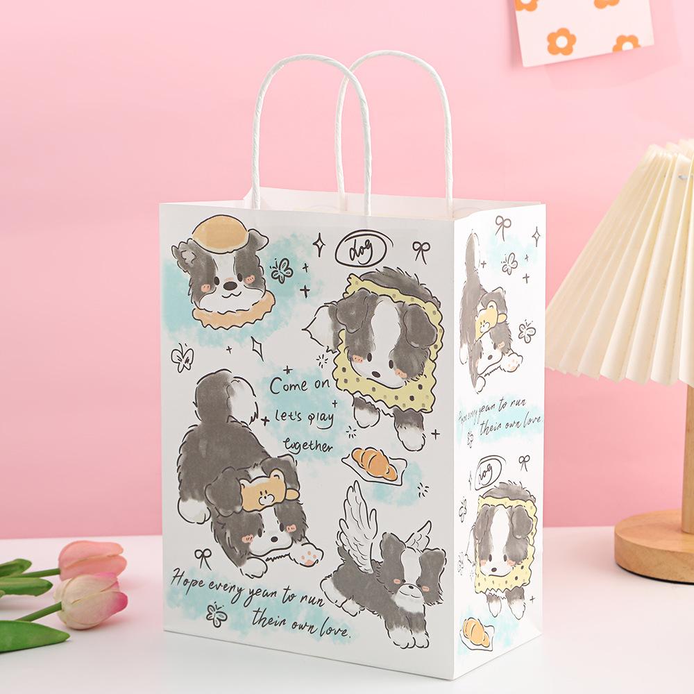 StoBag Dog Puppy Cartoon Print Kraft Paper Gift Bags for Sweets Gift Wrapping Bags Party Candy Treat Birthday Packaging