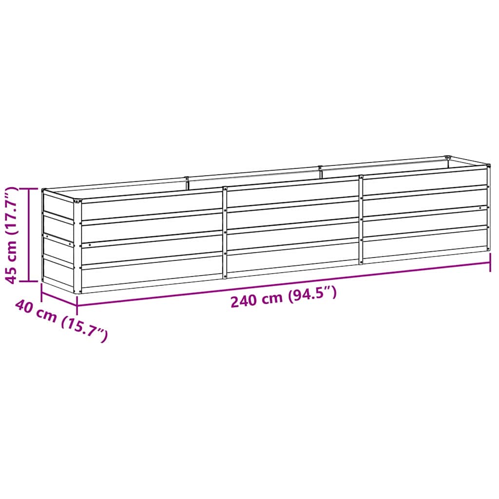 Raised Bed Light Brown 240 x 40 x 45 cm Galvanized Steel