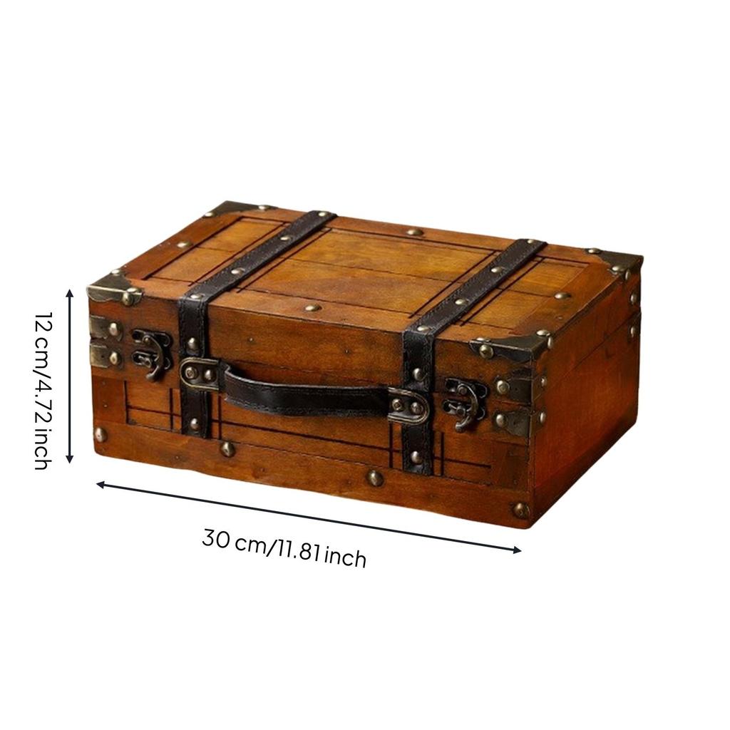 Vintage-Style Wooden Storage Trunk Compact for Shop Display, Bedroom