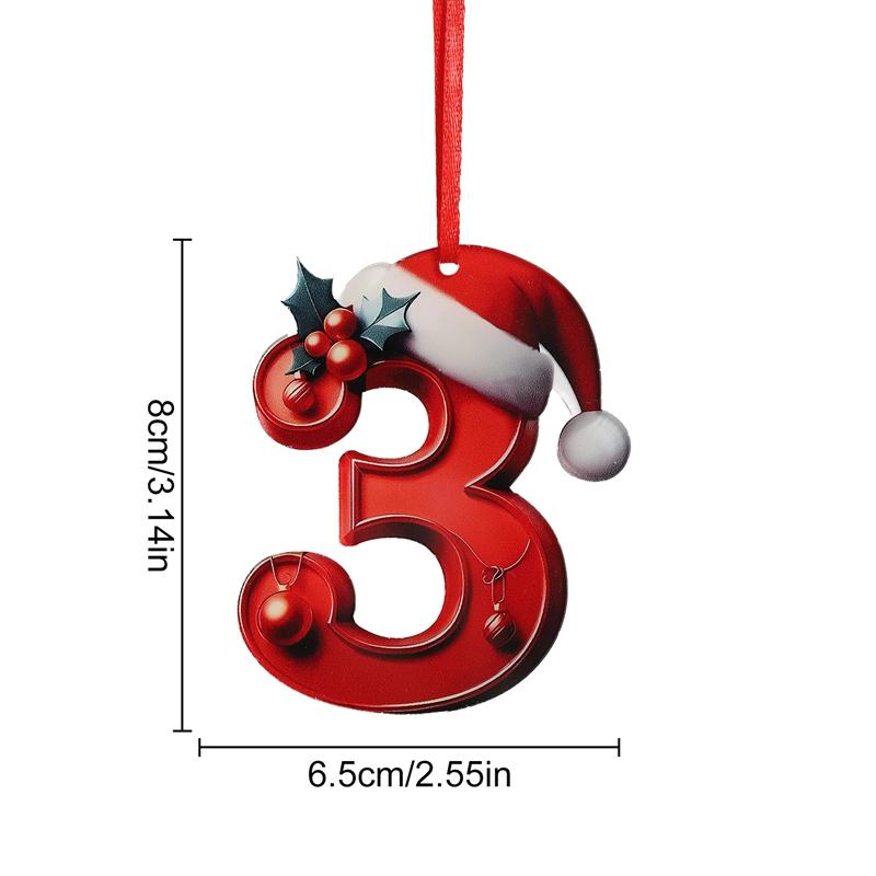 8CM Artificial Acrylic Christmas Numbers 0-9 Xmas Tree Hanging Ornaments for Home Party Decor New Year Gift 2025 Navidad