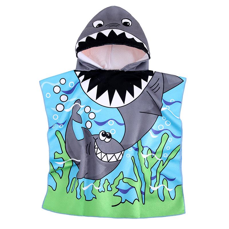 Kids' Quick-Dry Cartoon Swim Cape - Wearable Bath Towel with High Absorption