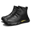 Men's Boots High Cut Workwear Shoes Autumn New Pleated Non Slip Comfort Thick Soled Wear-resistant Fashion Flat Boots