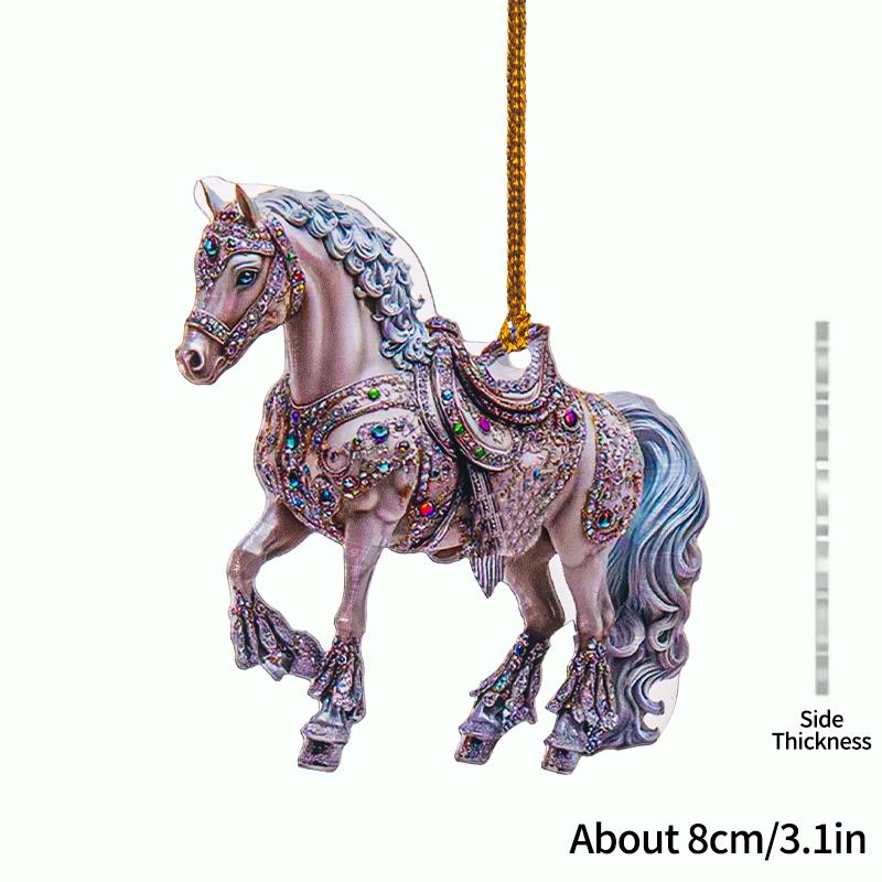 2D Acrylic Horse Pendant Christmas Tree Ornament New Year Decoration Navidad Party Decoration Xmas Ornament Charms Supplies