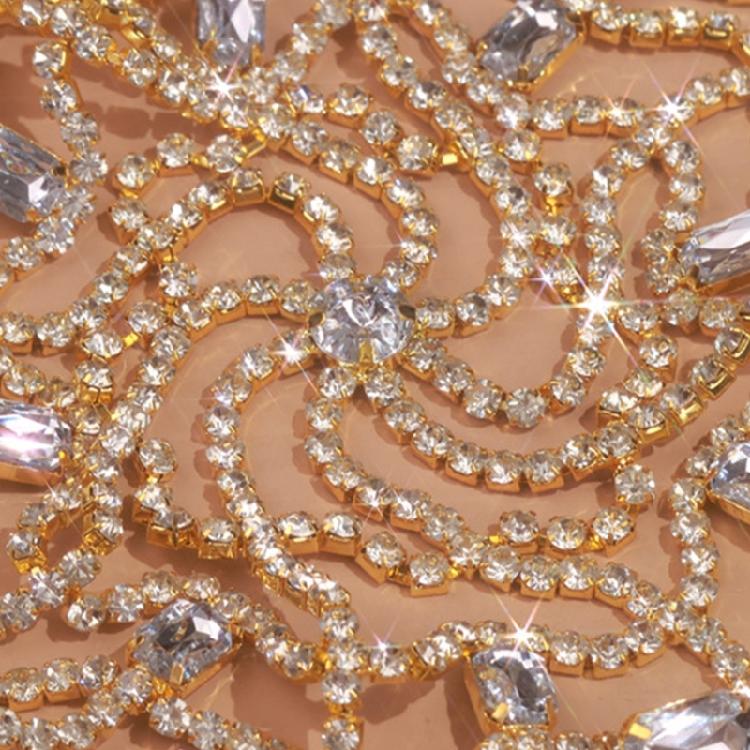 Fringed Rhinestones Hair Chain Shimmering Headwear For Comfortable Styles Great For Evening Event And Celebration