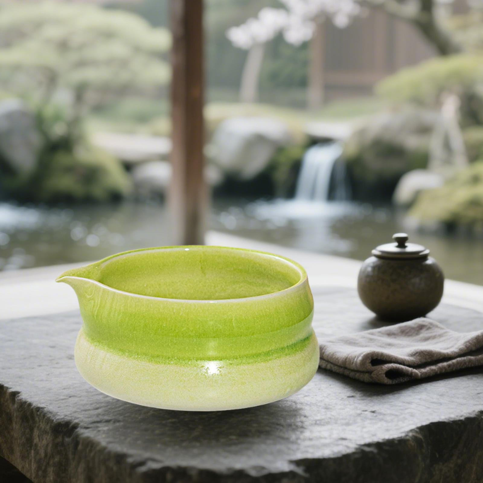 

Ceramic Bowl Traditional Porcelain Handcrafted Elegant Unique Tea Making Tableware for Kitchen зелений