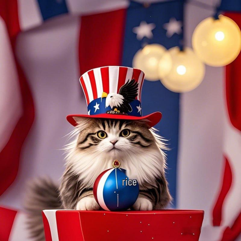 Patriotic Cat Independence Day Acrylic Tree Ornament