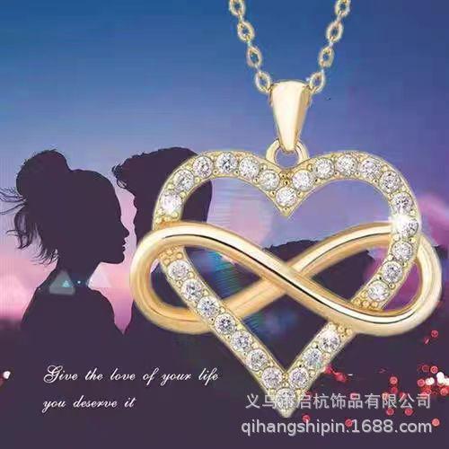 Love Necklace Women'S High-End Simple And Versatile Temperament Slightly Inlaid With 8 Letters Pendant Neck Chain