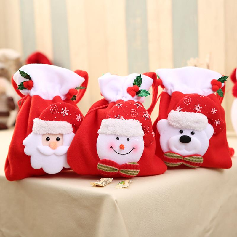 Unique Christmas Handheld Bags Great For Treats Featuring Santa Snowman And Styles Bear