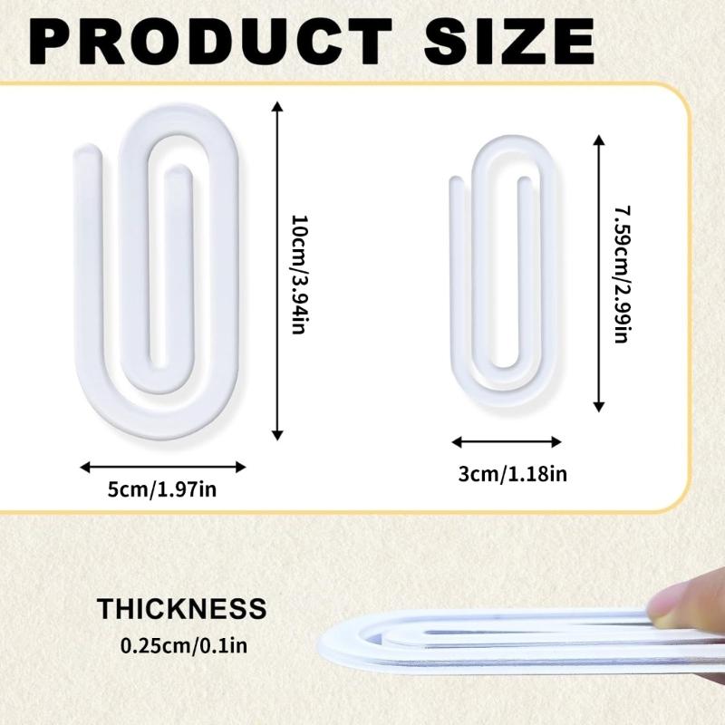 20 Pcs DIY Blank Bookmarks Large Paperclips Creative Paper Bookmarks Acrylic Paper Clips Book Accessories