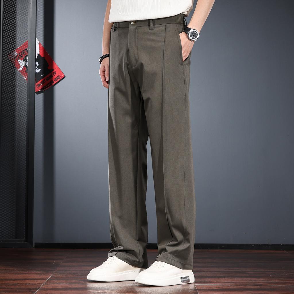 Mid-seam Casual Trousers Men's Summer Thin Loose Straight Trousers Workplace Commuting Wide-leg Drape Business Suit Trousers