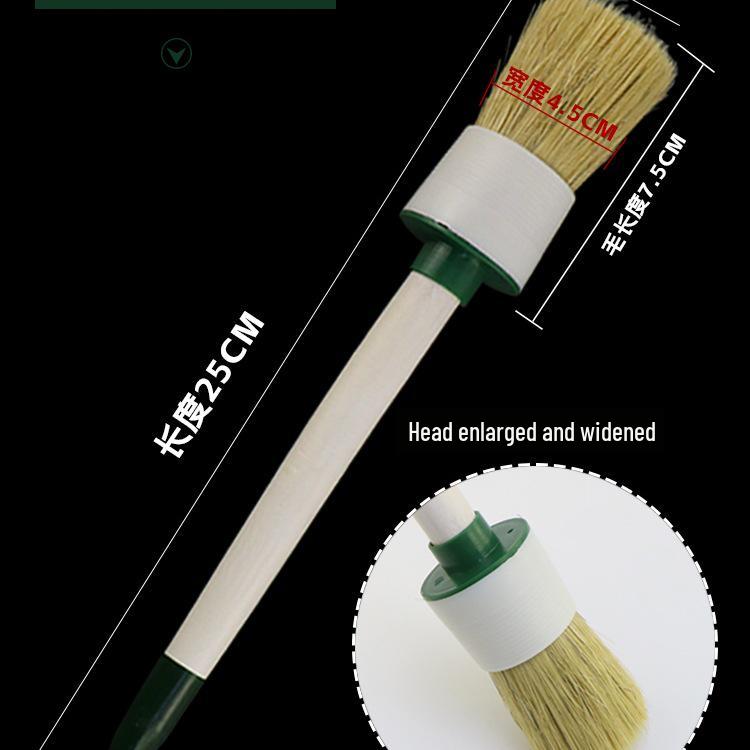 Tire Mounting Lubricant Brush with Bent and Round Heads, Solid Wood Handle, Large Size Repair Tool