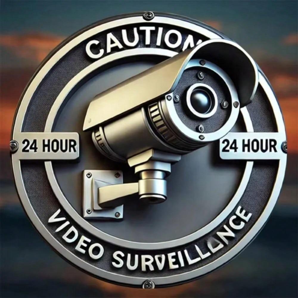 Security Camera Metal Sign 2D Flat Retro Style Home Decor Wall Art Vintage