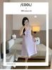 2026 Summer Blue Sleeveless Nightgown with Chest Pads - Women's Sweet Pure Desire Style
