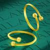 Vintage Beautiful Copper Gold Plated Bead Ring For Women Adjustable Fashion Piece Statement