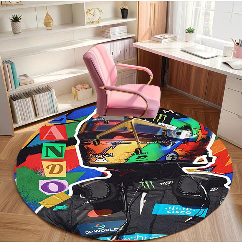 Lando Norris Print Round Rug, Washable Floor Carpet, For Entryway Dorm Laundry Room Office Study, Home Decor Birthday Christmas Gift