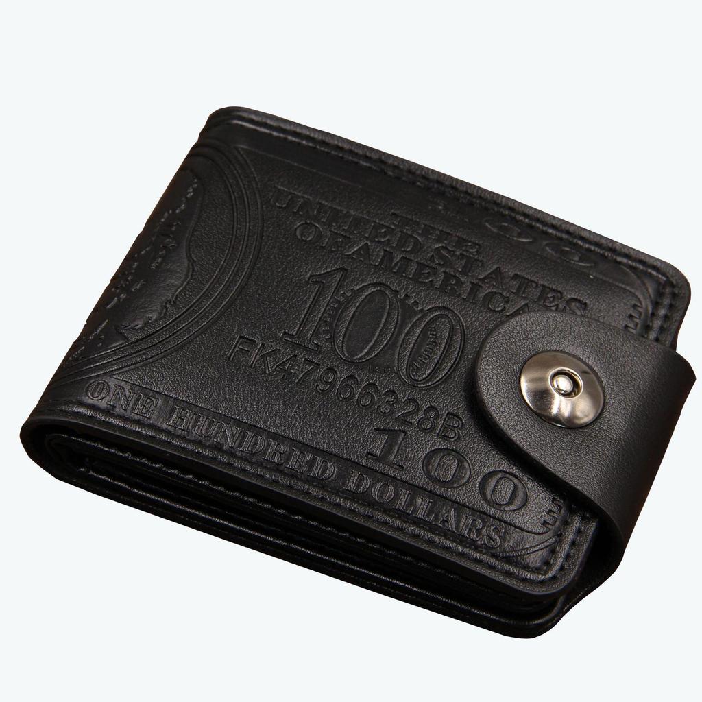 Herren Retro Bifold Geldbörse mit US-Dollar-Muster - Ultraleicht, Multifunktional, Mehrere Kartenfächer, Druckknopfverschluss