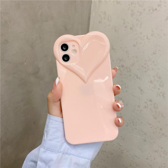 

Милый чехол для телефона с 3d сердцем любви для Iphone 14 11 12 13 Pro Max X Xr Xs 7 8 14 Plus ярких цветов, однотонный, мягкий силиконовый чехол из ТПУ For XR
