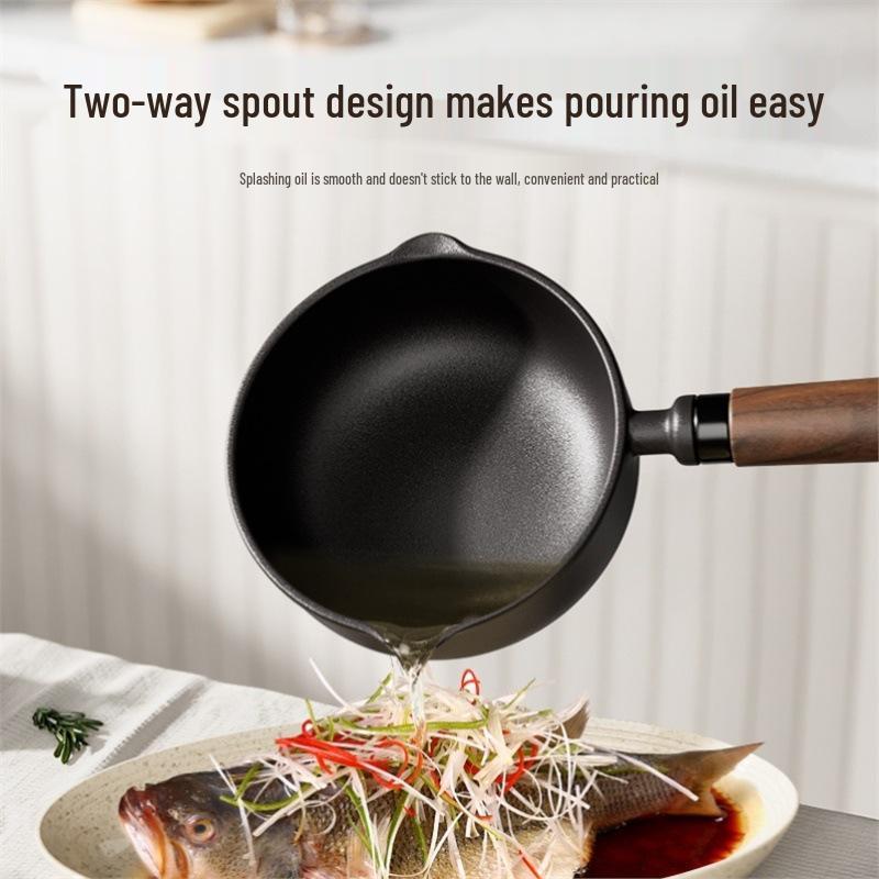 Vertiefter Gusseisen Eier- & Öl-Träufeltopf - Spritzfreies Design mit flachem Boden